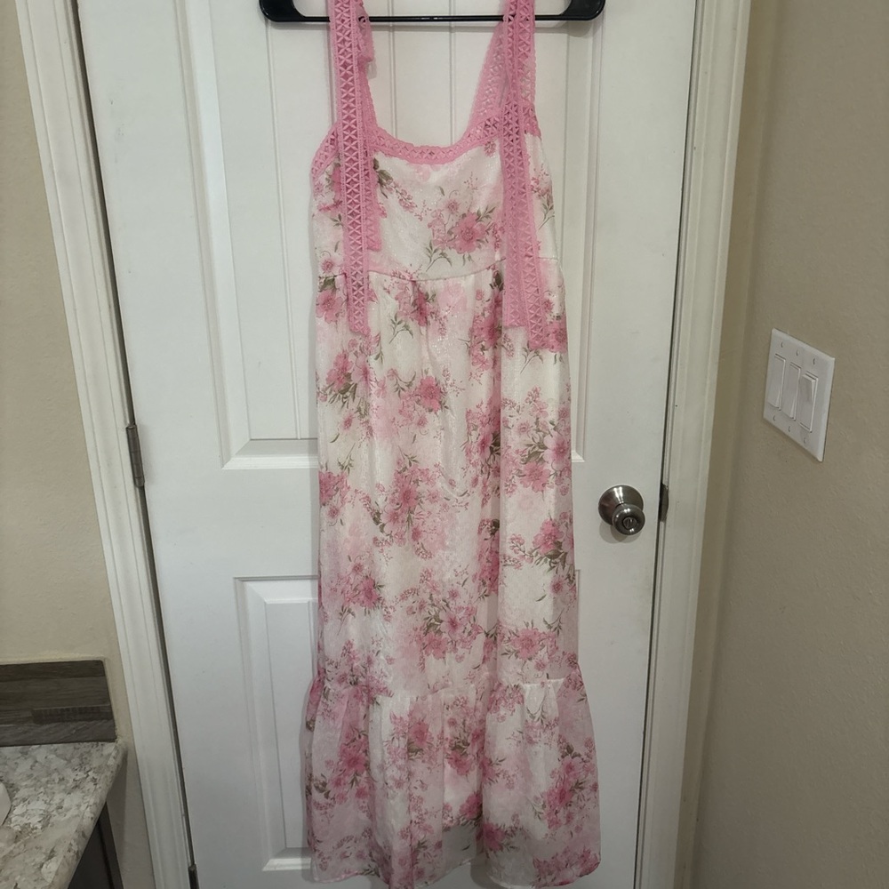 Floral Pink and White Dress